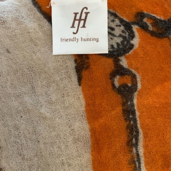 Friendly Hunting 100% Cashmere Scarf Wrap Shawl Orange Horse Guard 4' by 7' - Picture 8 of 8